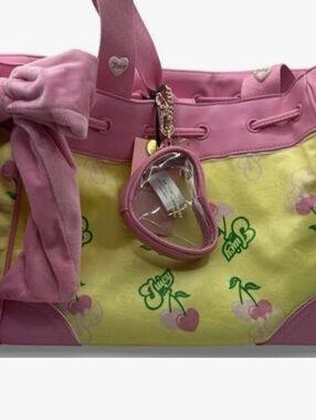 Juicy Couture Yellow & Pink Cherry Tote with Bow Charm